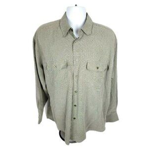 Haggar Black Label Button Up Shirt Mens Size Large Green Long Sleeve Business